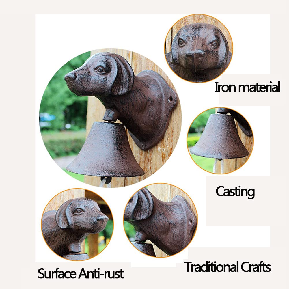 Cloche De Porte Relaxdays Cloche En Fonte, Design Antique, Sonnette Vintage Pour Jardin, Avec Corde, Accessoire Mural, Marron Cloche D Entree