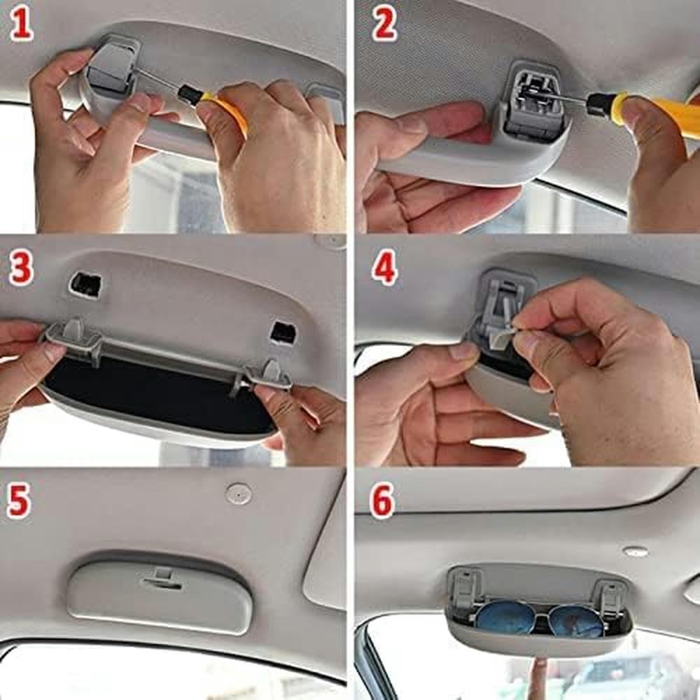 Auto Zonnebril Houder Brillenkoker Opbergdoos Brillenhouder Bril Opslag, voor Honda Fit Jazz 2020 2021, beige