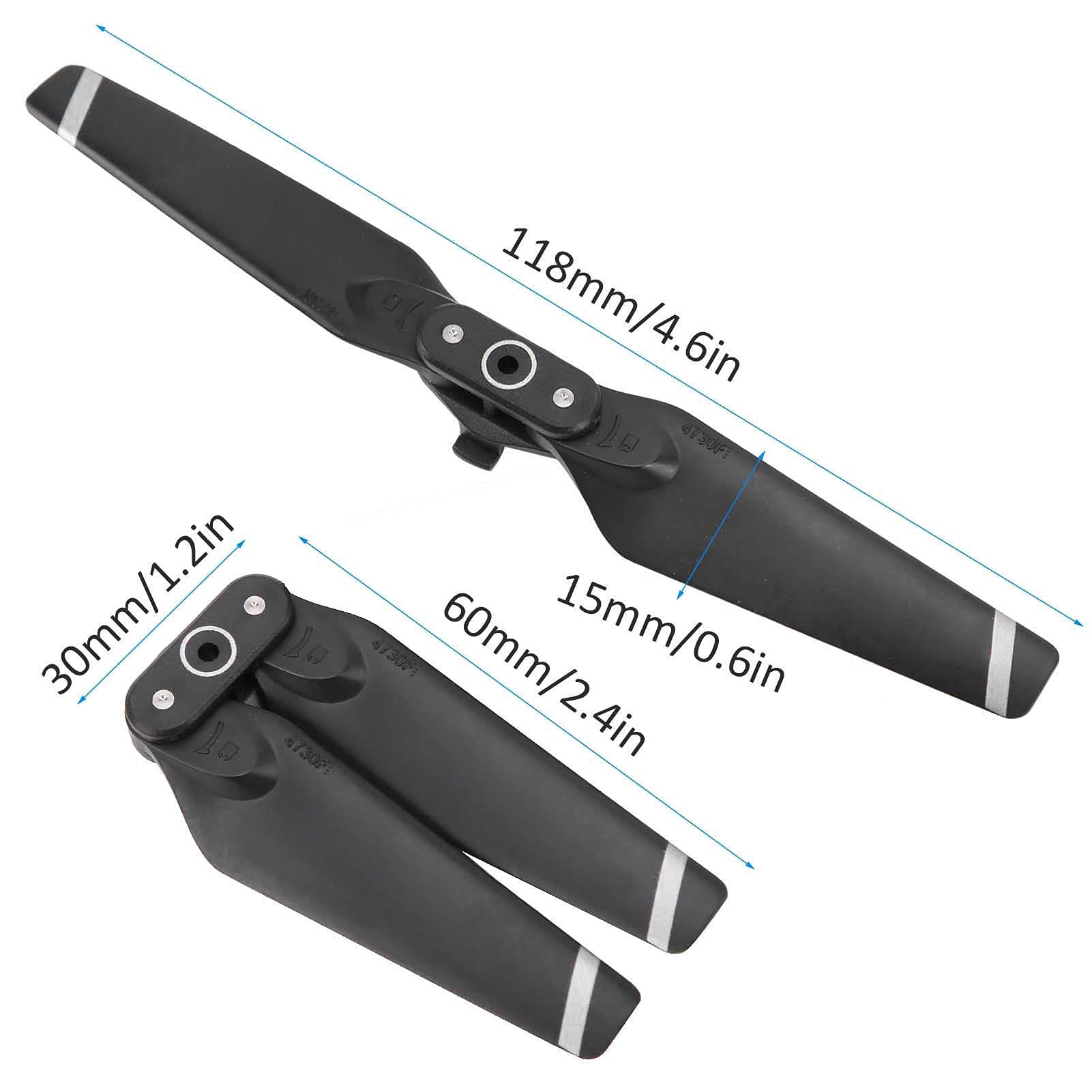 Puntelli a lama pieghevole 4730F, facile da installare Elica squisita a sgancio rapido 4730F per Spark Drone(Bordo nero argento)