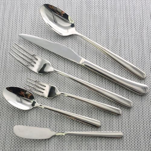 36 Piece Silverware Set with Placemat,MASALACO 6-Piece Stainless Steel Cutlery Set-Knife Fork Butter Knife and Spoon,Mirror Finish,Suitable for Home Restaurant Hotel Kitchen Utensils,Dishwasher Safe - Image 6