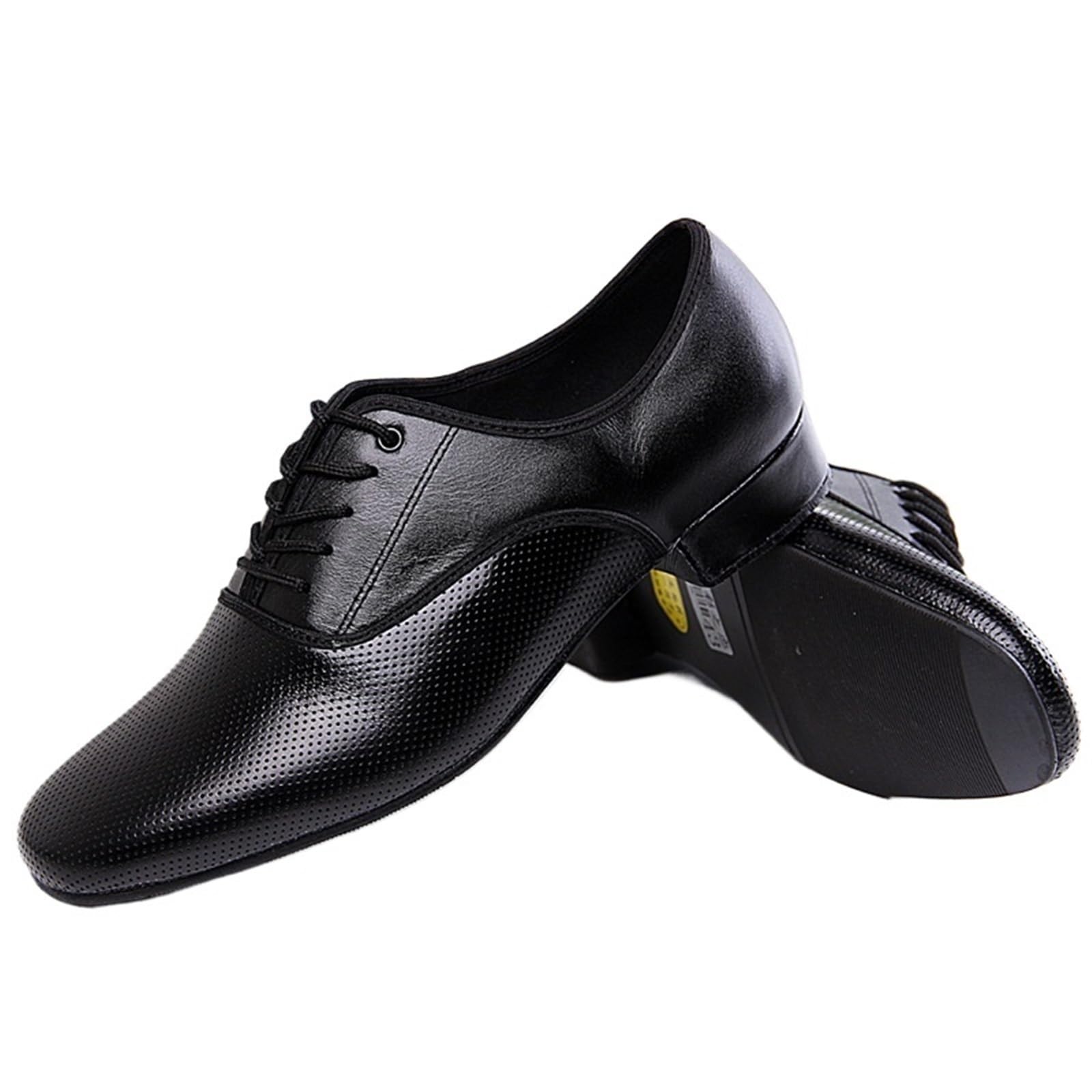 Tanzschuhe Herren Herren Standard-Tanzschuh, Ballsaal-Schuh, professionelles Echtleder, lateinamerikanische Tanzschuhe, Übungswettbewerb(Black Rubber Bottom,45)