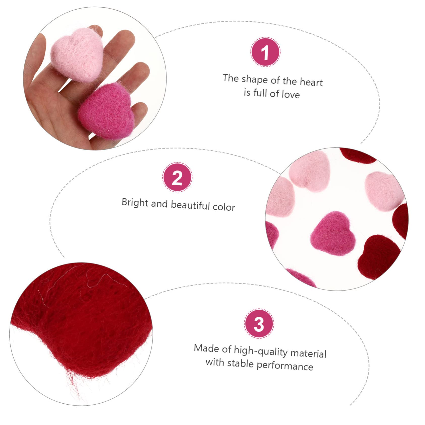 LALAFINA 15pcs Handmade Felt Hearts DIY Brooch Materials Heart Garland Valentine's Day Ornaments