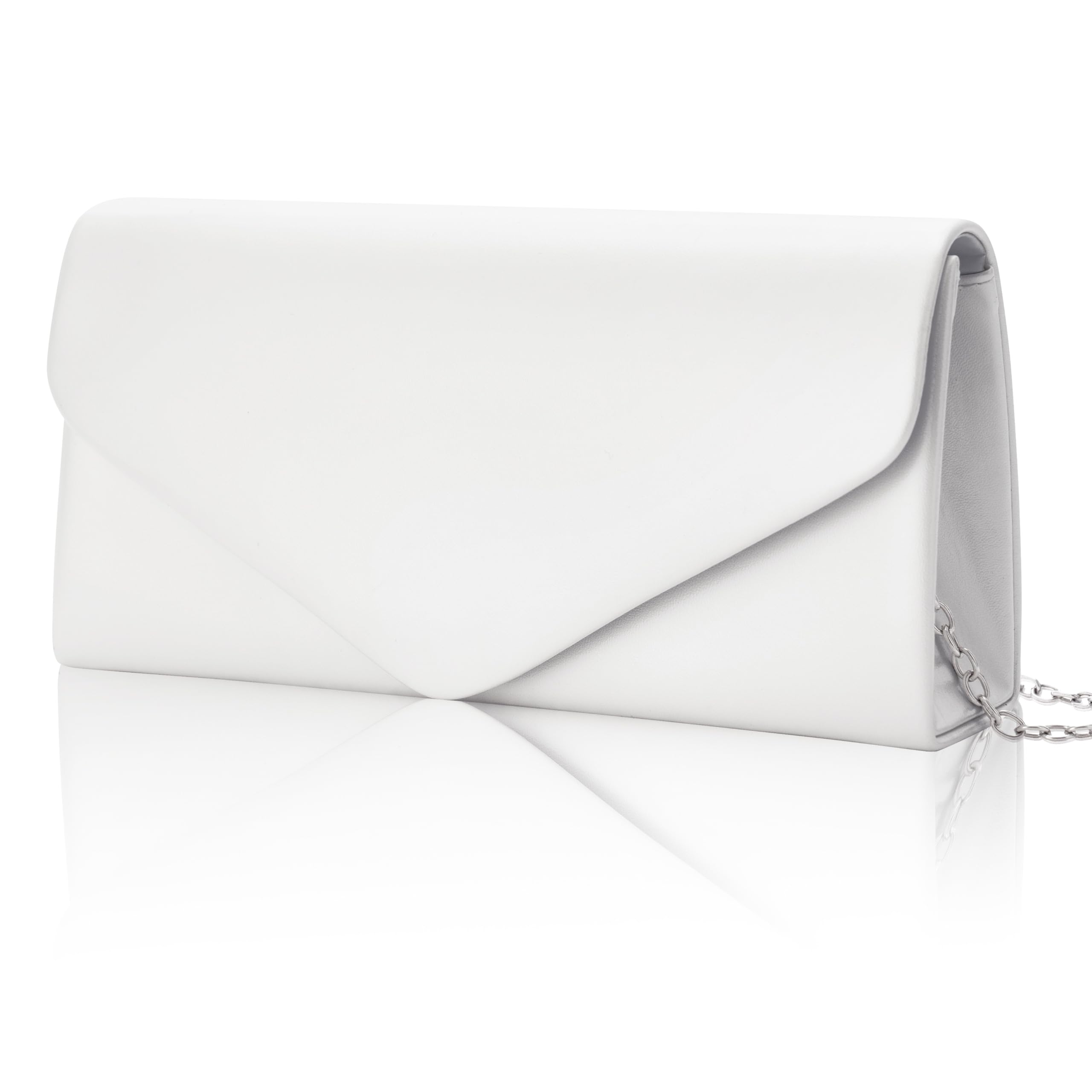 Larcenciel Pochettes et Clutches Femme Cuir, Sac a Main Femme Blanc avec Chaîne
