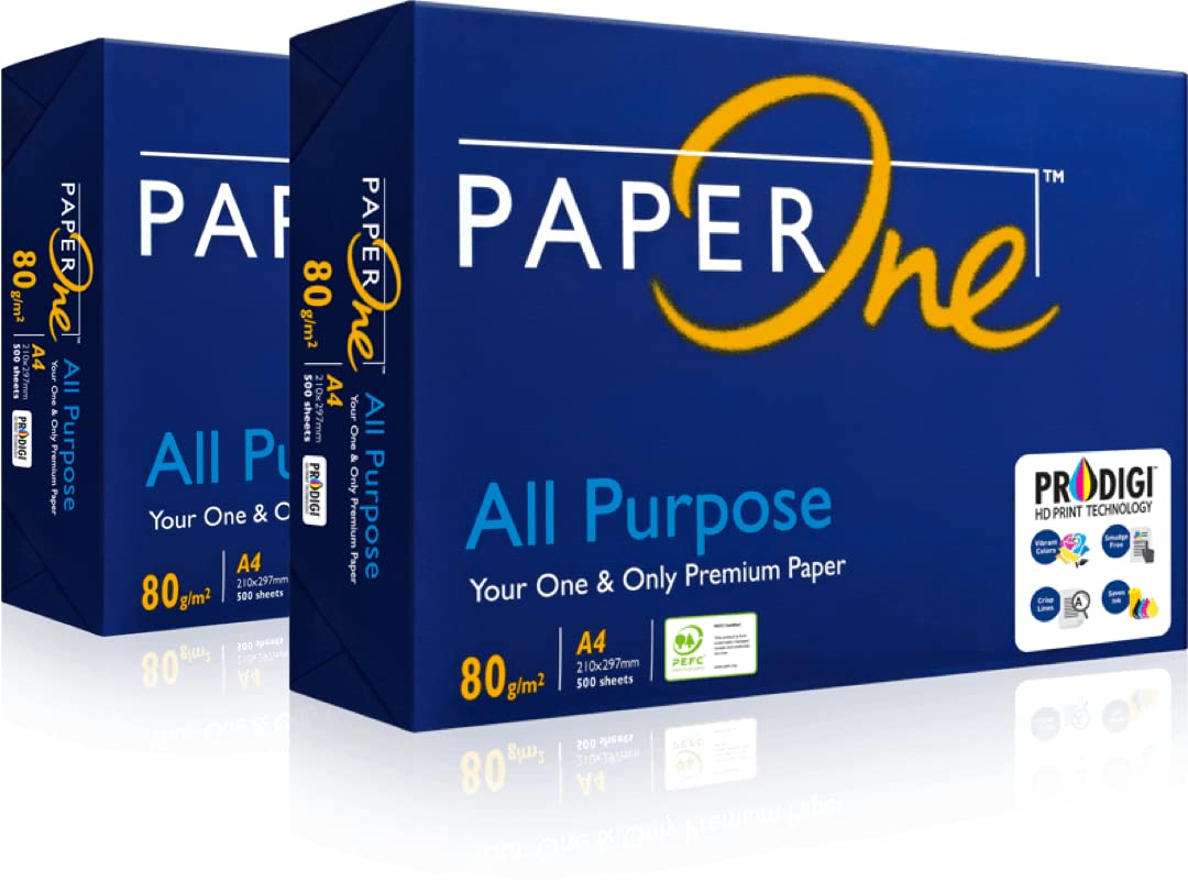 Paperone All Purpose carta Premium A4 21x29,7cm per ufficio, stampa e fotocopie - Formato A4-80 gr, Confezione da 10 risme da 500 Fogli PAPER ONE (2 Conf. - 10 Risme)