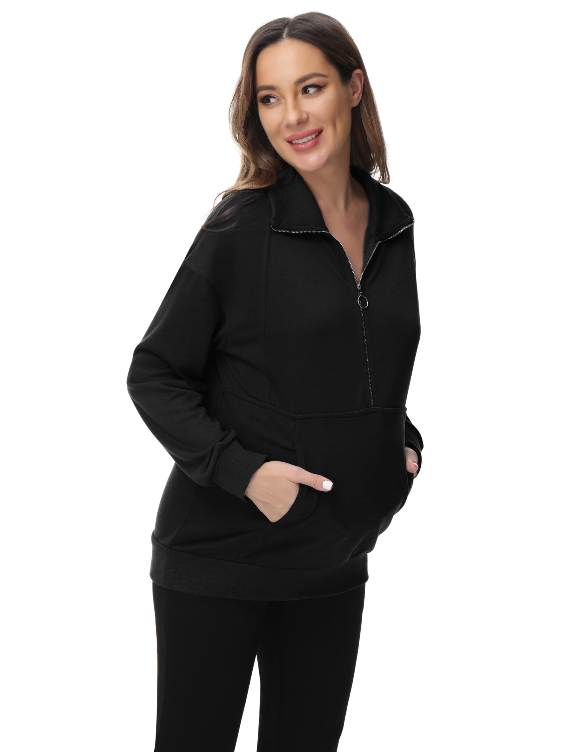 Maacie Vêtements de maternité - Hauts à manches longues - Pull de grossesse - Coupe décontractée - Hauts pour femmes enceintes