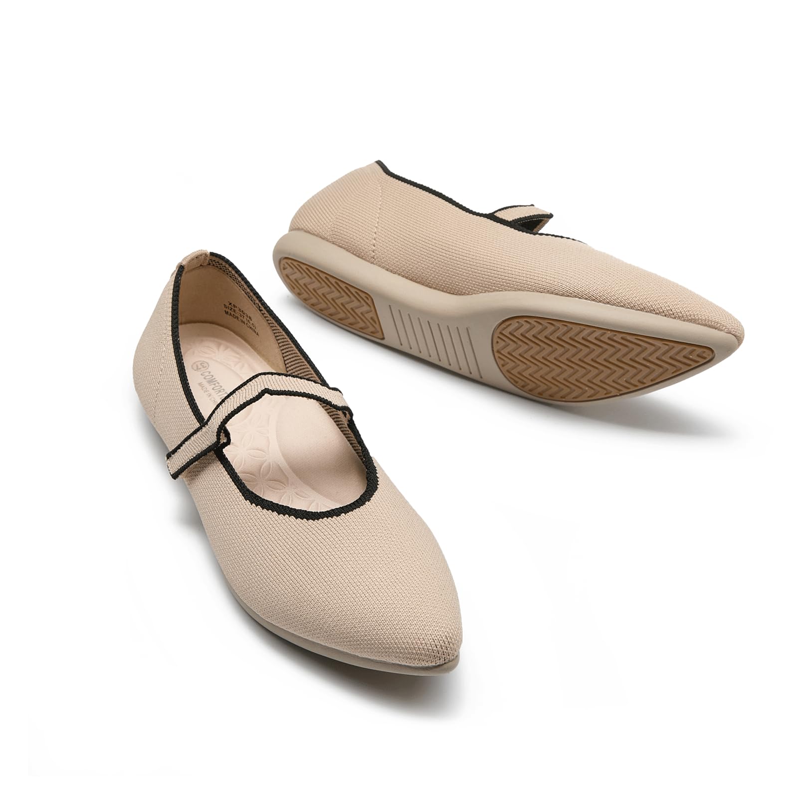 CALEBGAR Bailarinas Bailarinas Mary Jane, Elegantes, Cómodos Zapatos de Tiras, Suela Flexible
