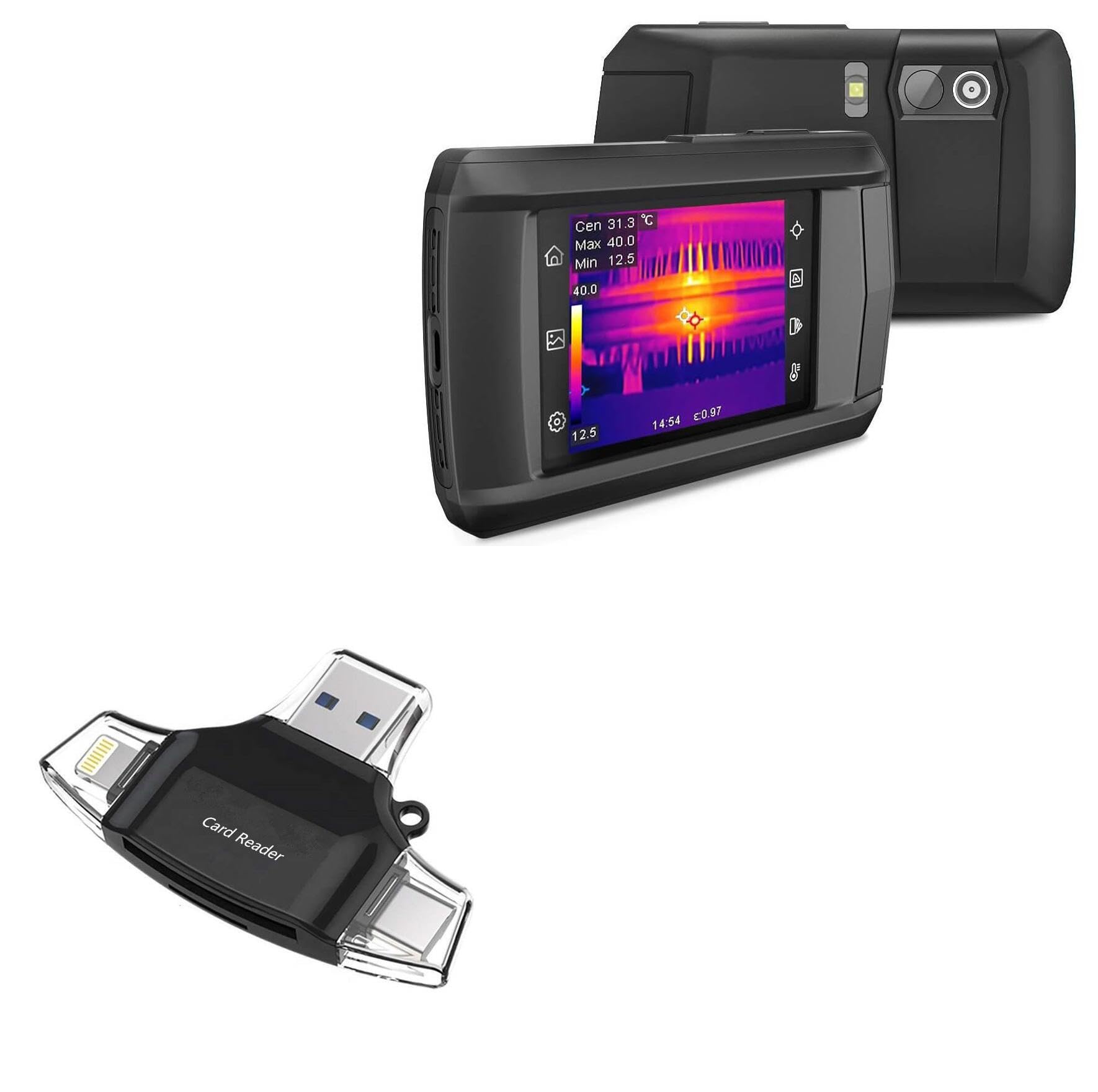 BoxWaveSmart Gadget Compatible with HSFTOOLS HP96 Thermal Imaging Camera - AllReader SD Card Reader, microSD Card Reader SD Compact USB - Jet Black