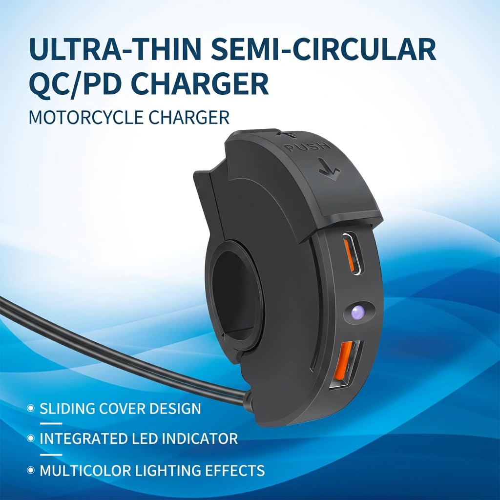 Chargeur USB Moto pour CRF 1000L, Double Port Type-C PD 30W QC3.0 Charge Rapide Adaptateur SAE vers USB avec Protection pour Téléphone
