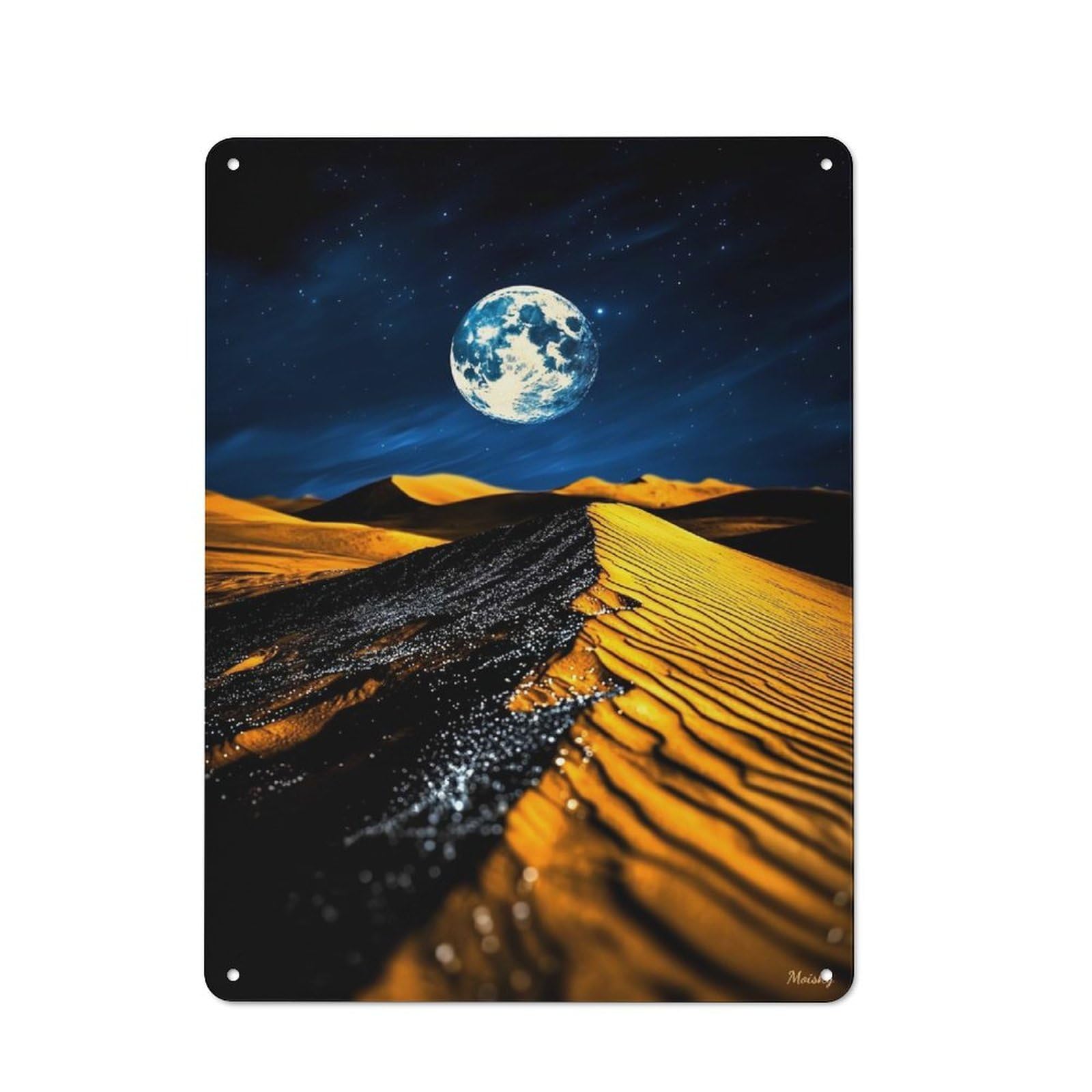 Junmoney Lunar Dunes Moonlit Desert And Shimmering Pat Vintage Tin Sign 40X30cm With H For Home Office Or Studio, Winter Wall Decor For Creative Workspace Decorators