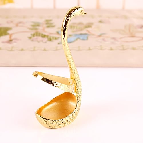 Miniatura 5 de Juego de cucharas de café con soporte de base de cisne, soporte de base de cisne de metal, organizador de cuchara con 6 cucharas, cucharas pequeñas