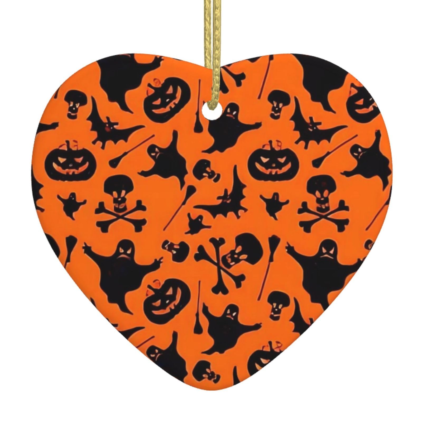 Nbtghga White Halloween. Print Christmas Ornaments, Ceramic Hanging Ornament, Xmas Tree Decoration, Holiday Home Decor