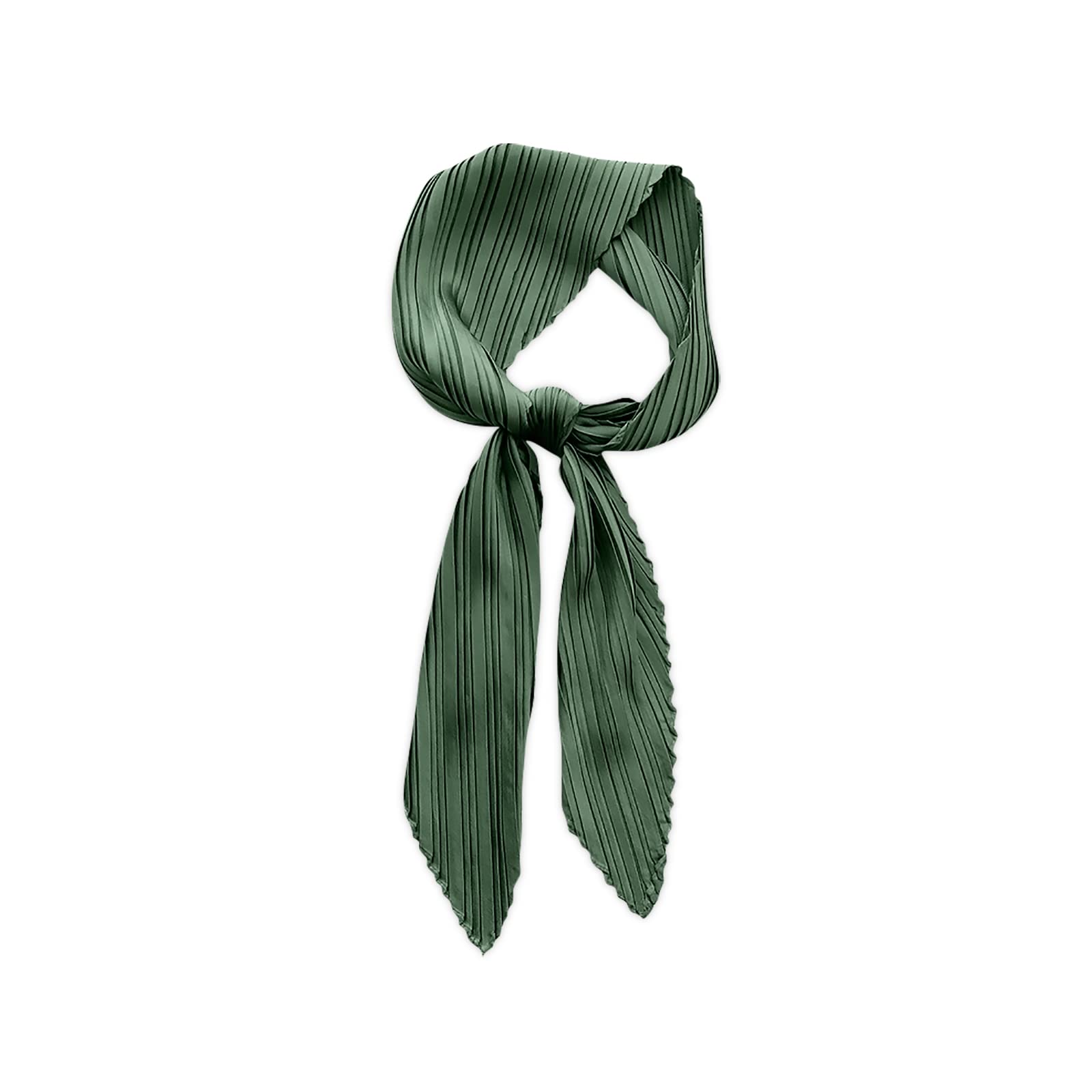 Lumisyne Women's Forest Green Pleated Square Scarf Solid Color Silky Satin Stereoscopic Neckerchief Lightweight Bandana Decorative Neck Scarf Hair Scarf Headband