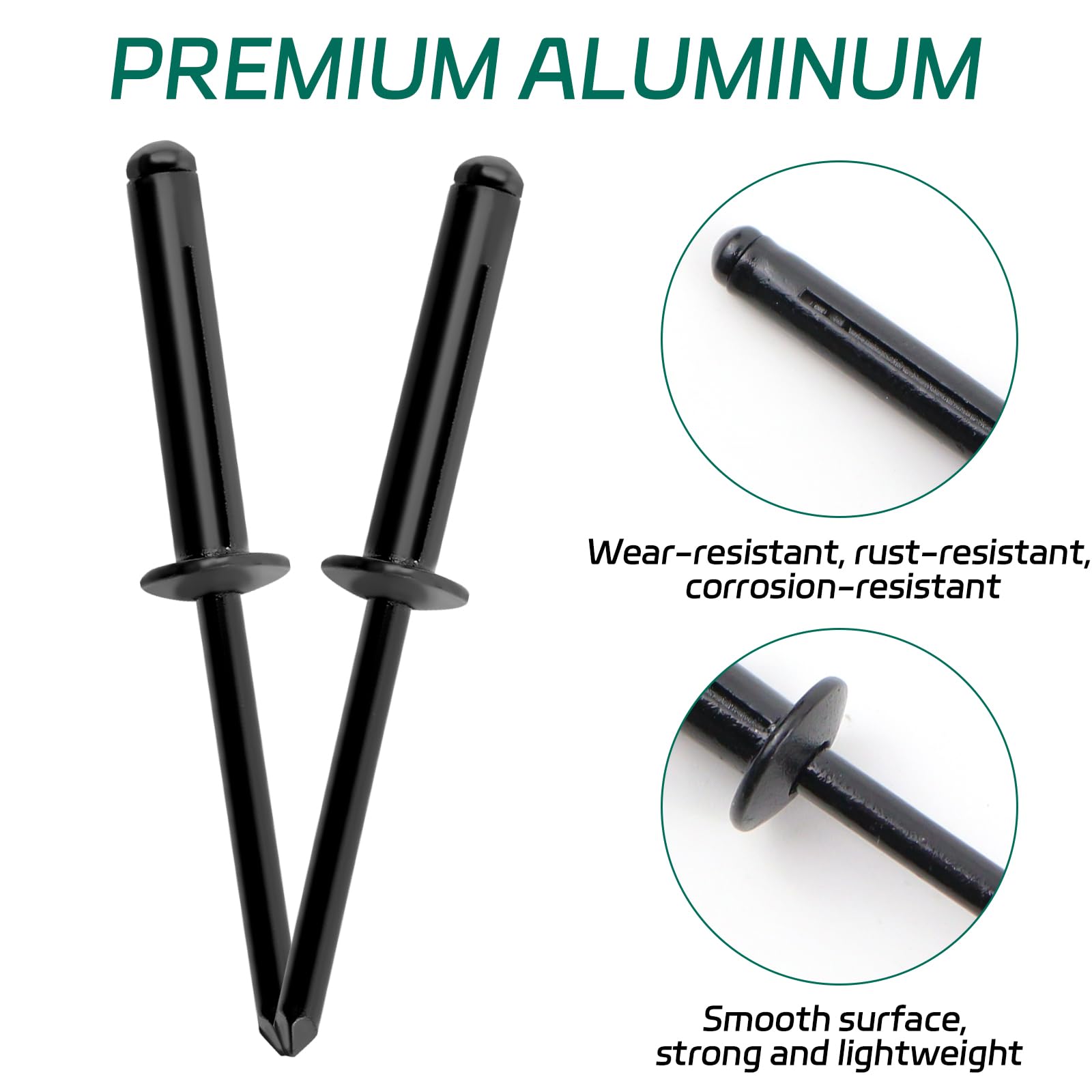 60 pezzi rivetti ciechi, set di rivetti ciechi in alluminio, rivetti neri, rivetti pop Tri Fold Exploding, set di rivetti per industria, costruzione, mobili, automobile