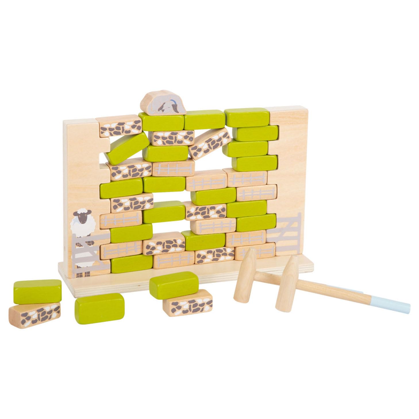 small foot 12237 Wobbly Wall "4 Friends", child-friendly parlour game incl. two hammers, made of wood, for ages 4+ years