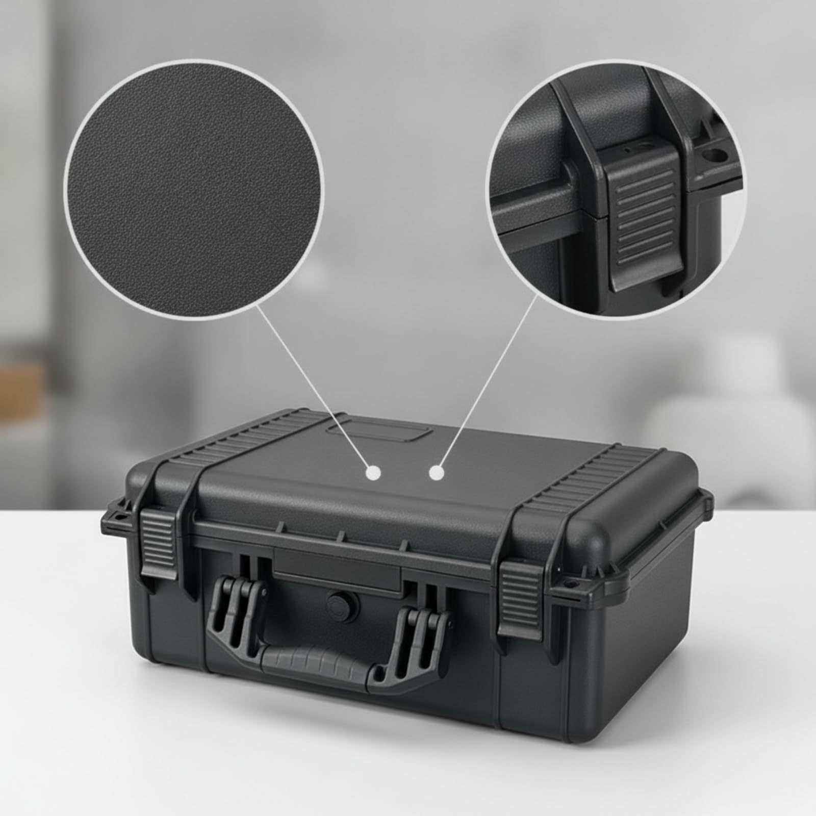 Estuche de Almacenamiento Portátil Caja Maletín Contenedor Organizador con Estructura Rectangular Reforzada Cierre, Modelo 502B - 420x320x208mm Exterior, 380x270x188mm Interior