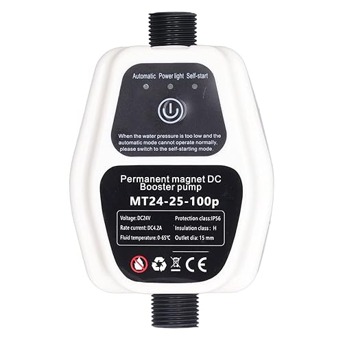 24V DC Water Pressure Booster Pump 100W 25L/Min Quiet Shower Pump with Auto Sensing Brushless Motor Portable Design for RV Tiny House (100‑240V US Plug)