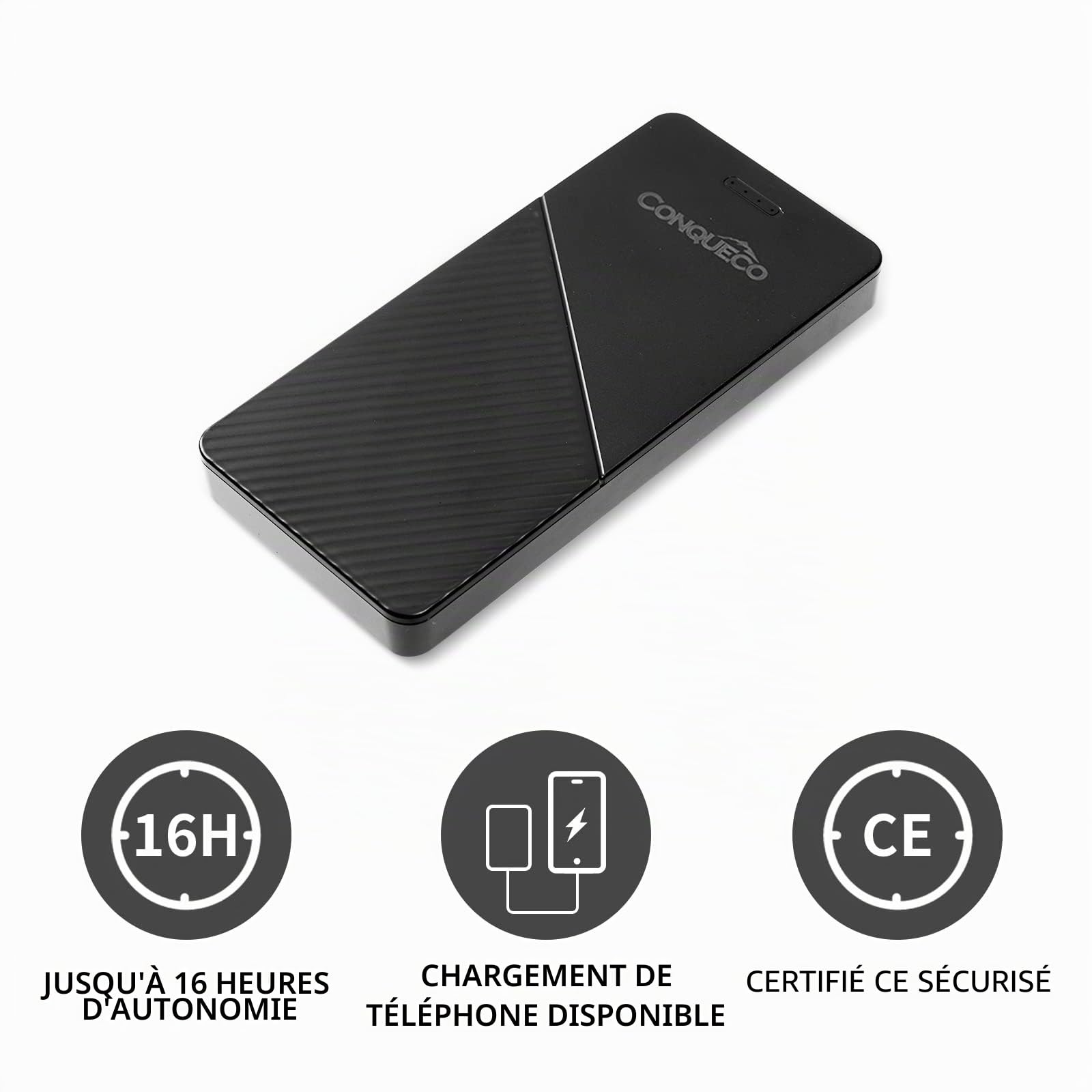 CONQUECO Femme Chauffante Veste Chaud Imperméable Résistant avec Batterie pour Usage Quotidien en Hiver (M, Noir)