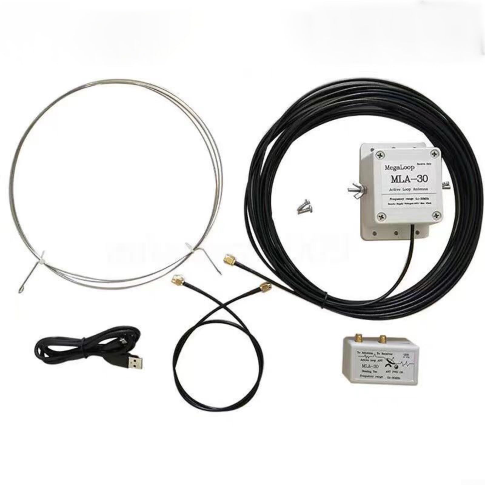 Antena receptora activa MLA-30+, bucle de onda corta de 500 KHz-30 MHz, para radio SWL HAM, ganancia direccional de bajo ruido, diseño compacto al aire libre, para instalación en la azotea