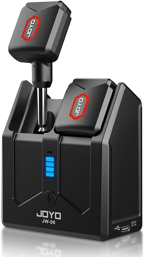 JOYO Wireless Guitar System 5.8GHz Wireless Guitar Transmitter Receiver with Charging Box 4 Signal Channel for Guitar Bass Electric Instruments (JW-06)