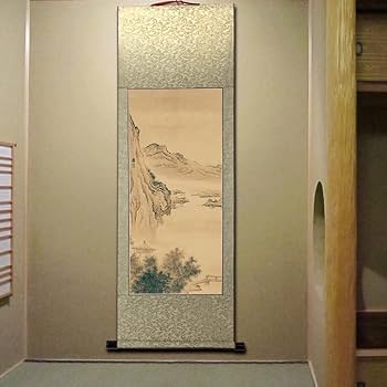 美品 軸 おもてなし 絵 ラピュタ 富士 山水 水墨 茶 中国 美術 インテリア 富士山】水墨の山水画 掛け軸 掛軸 画家の手描き 中国書画 美術