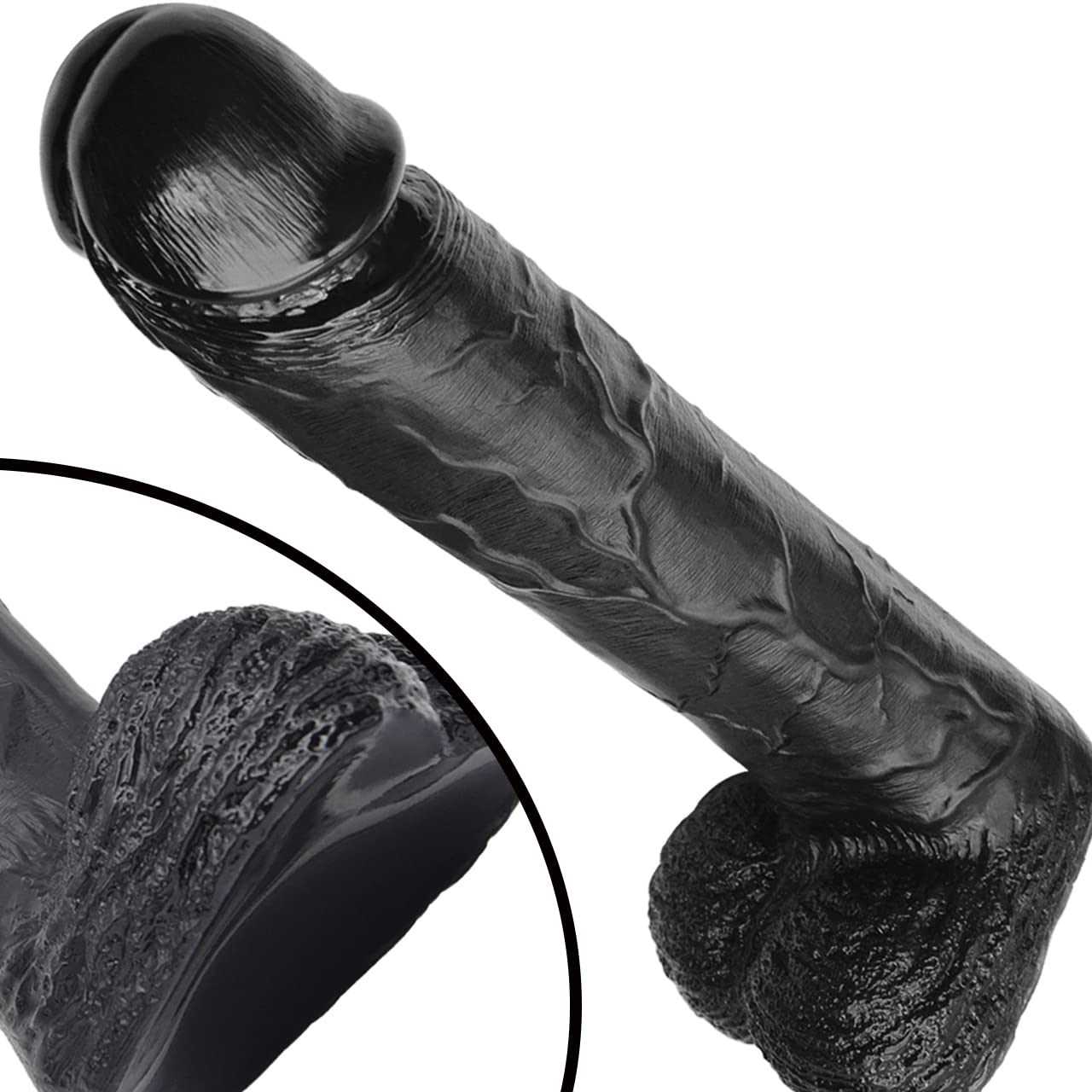 FAAK XXXL dildo realistico, 13,8'' inseribile super enorme e spesso dildo con testicoli di aspirazione,mega dildo per grandi amanti dei giocattoli e avventurieri del sesso (nero)