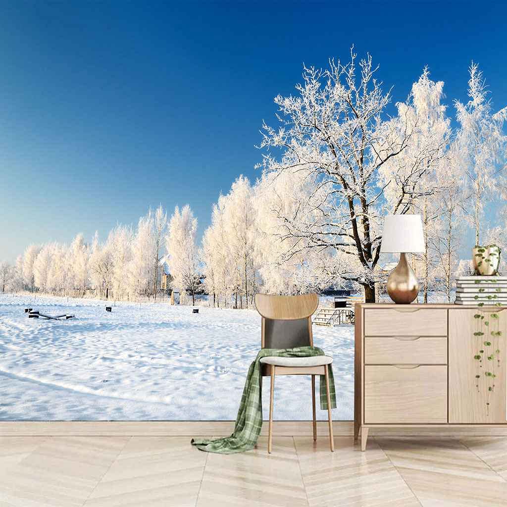 Papier Peint Panoramique Neige Toile Salon Chambre Déco