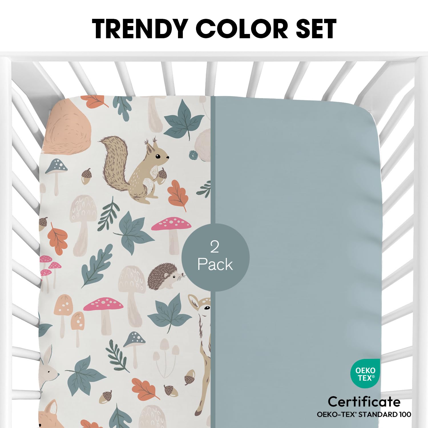 Little Grape Land Cot Sheets for Boys Girls 2 Pack Cot Sheets Fitted Size 60 * 120 * 15cm for Crib and Toddler Mattresses Soft Breathable Microfibre - Image 2