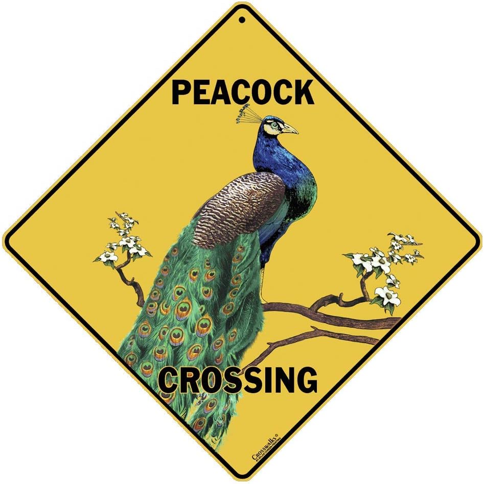 CROSSWALKS Peacock Crossing 12" X 12" Aluminum Sign (X218)