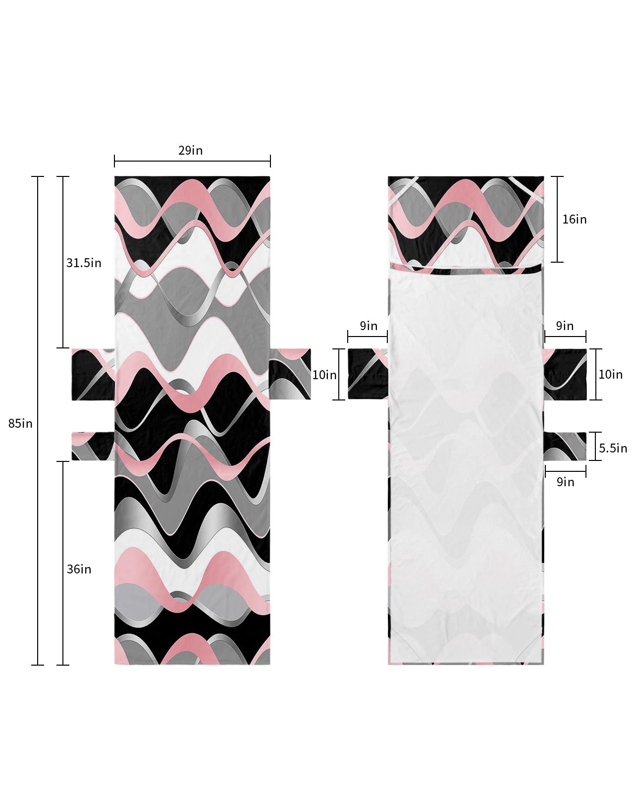 Pink Black Grey Beach Lounge Chair Towel Cover, Soft Chaise Lounge Towel with Side Pockets Patio Pool Chairs Cover for Beach/Pool Sunbathing 29x85 Modern Moire Geometric Abstract Art
