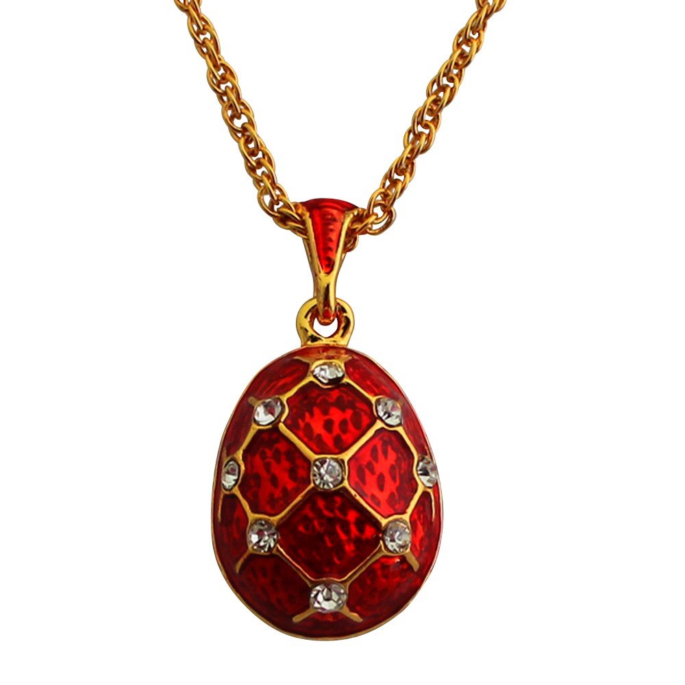 Papillon Pendentif Oeuf Faberge style - Pendentif rouge forme oeuf avec