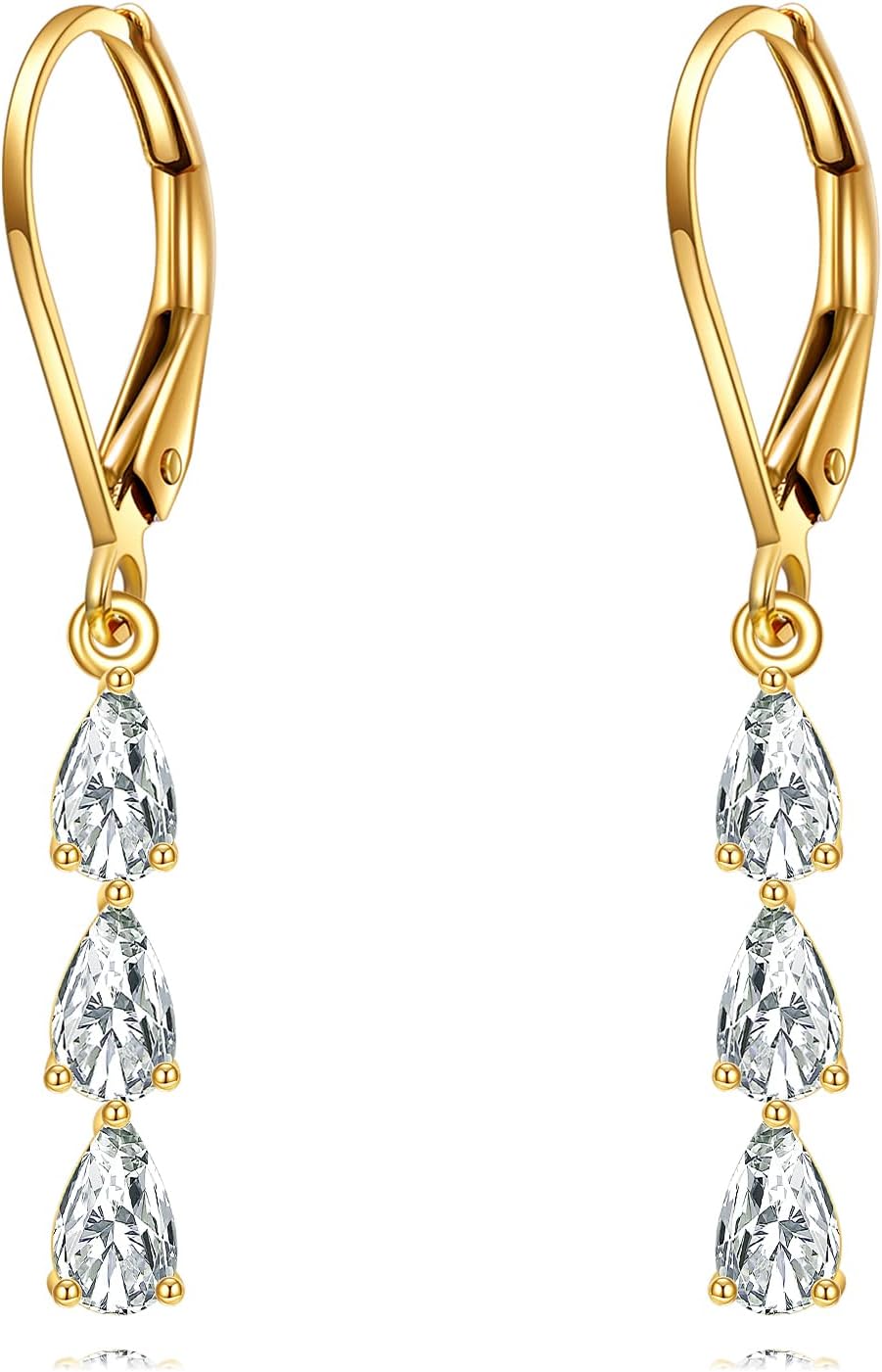 14K Gold Leverback Earrings for Women Real Gold Dangle Earring Jewelry for Women Mothers Valentines Birthday Gifts