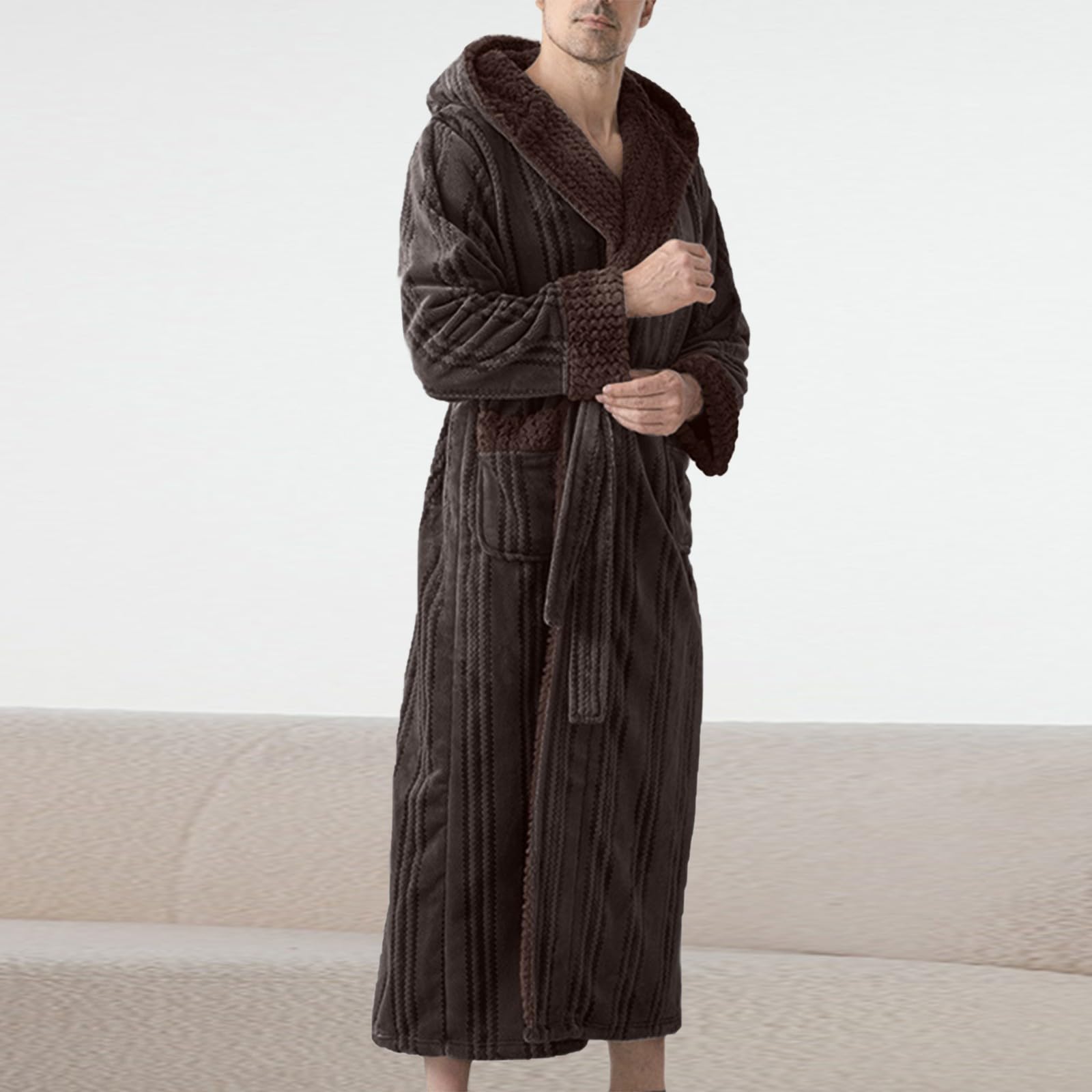 Genérico Albornoz Otoño Invierno Talla Grande Parejas Vellón Pijama Hombre Ropa Casa Camisón Largo
