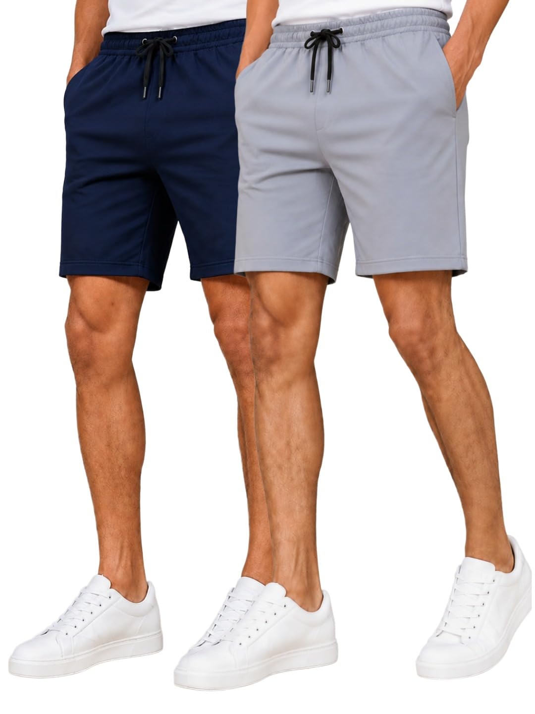 Men's 100% Polyester Shorts with 2 Pockets & Adjustable Drawstring | Elastic Waistband | Casual Sports Gym Running Lounge Shorts for Men | Lightweight Summer Wear | Pack of 2-image-49