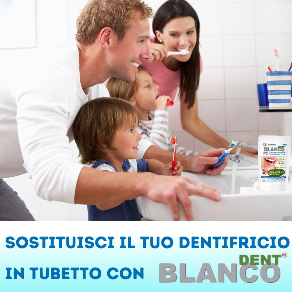 Blancodent Fluorfreie Zahnpasta aus Pulver und natürlichem Mundwasser, professionelle und alkalinisierende Zahnpasta für weiße Zähne und gesundes Zahnfleisch, 6 Beutel