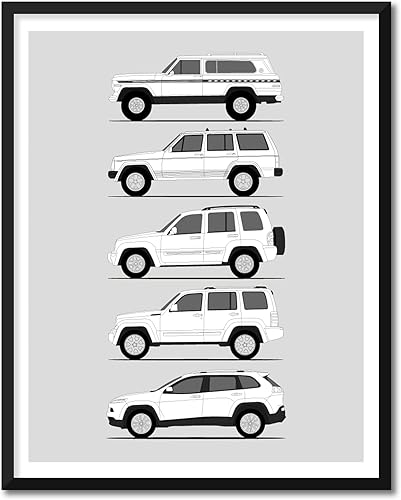 Miniatura 8 de Jeep Wrangler Generations (Yj, Tj, Jk, Jl) Inspired Poster Print Wall Art Handmade the Wrangler Generations (8x10" Print (Unframed), Satin Paper)