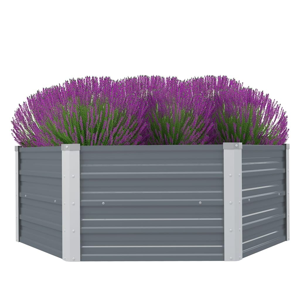 Aiuola Rialzata Esagonale 129x129x45 cm in Acciaio Grigio | Fioriera da esterno esagonale per coltivare piante e verdure in giardino o nell'orto domestico.