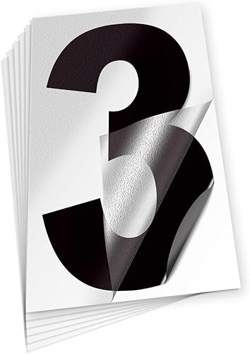 iSYFIX Calcomanías de vinilo negro con el número 3 (tres), paquete de 6 calcomanías autoadhesivas de 8 pulgadas, calcomanías troqueladas y
