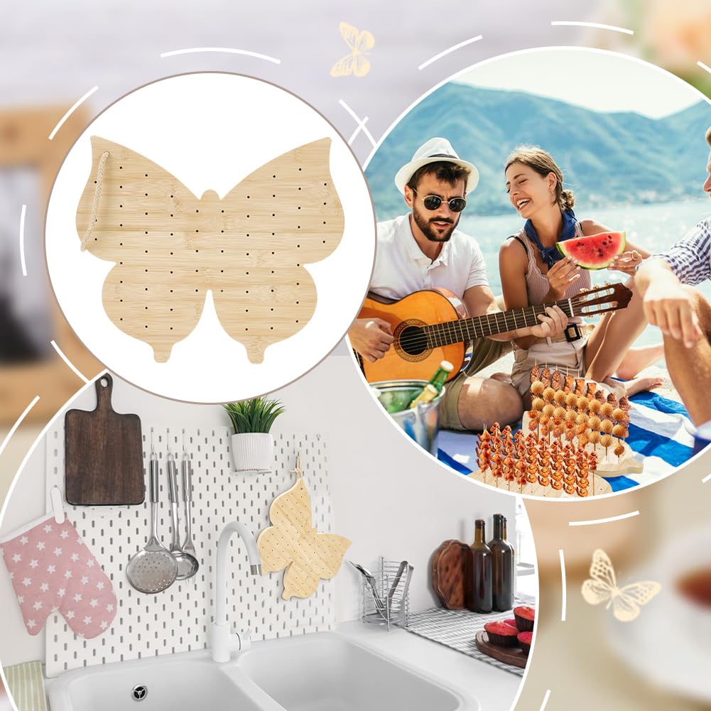 Porta Spiedini A Cuore In Bambù - 99 Fori Per Antipasti, Feste E Party, BurlyWood - Foto 11