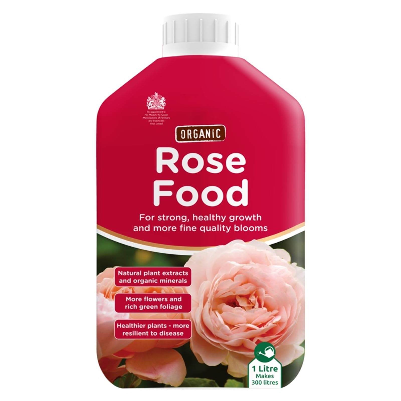 Org-anic Rose Food, Liquid Plant Feed for Strong, Healthy Rose Growth, Rich Green Foliage and Improved Disease Resistance, Perfect for Garden, Patio and Container Roses, 1litre