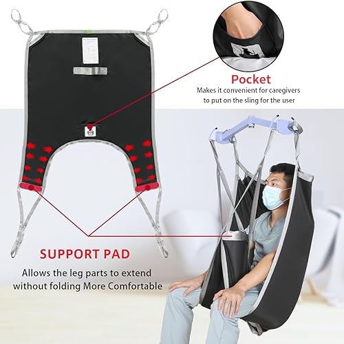 Miniatura 9 de Hoyer - Eslinga dividida para piernas con espalda baja, para transferencia, posicionamiento y elevación, capacidad de peso de 500 libras (paquete