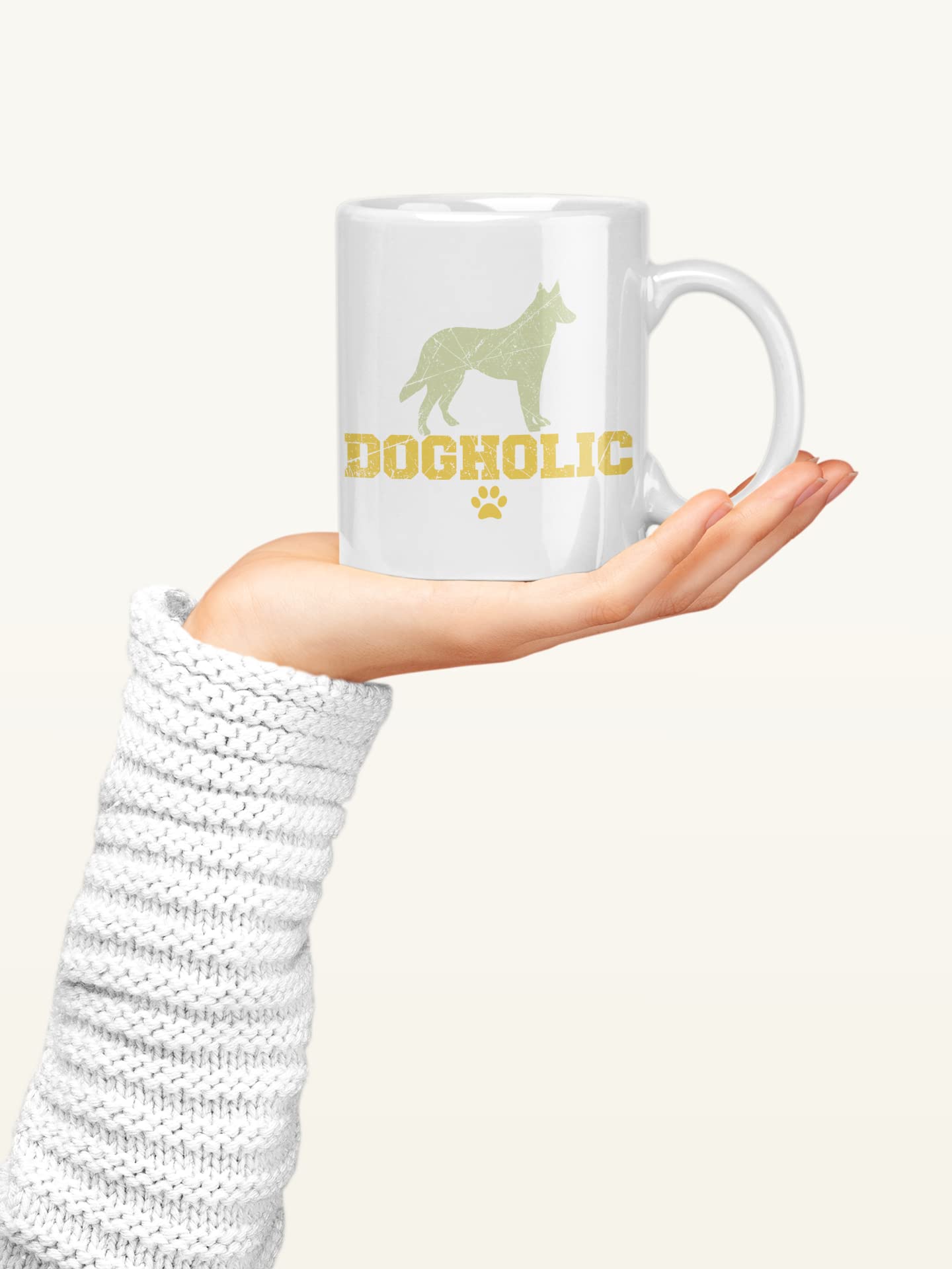 NeviCollections Dogholic Yellow Text Printed Ceramic Coffee Mug 250 Mlv