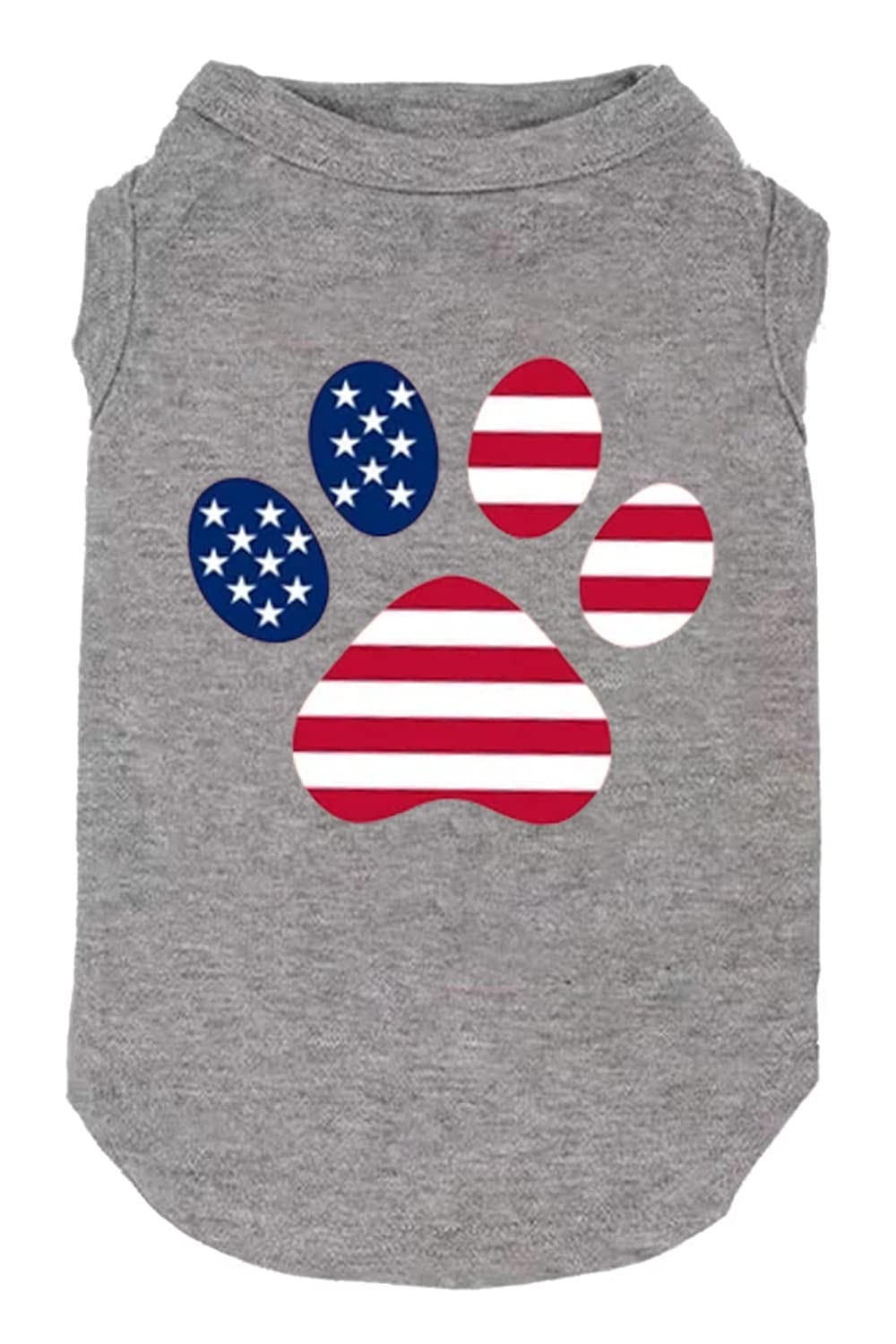 American Flag Dog Shirt - 4th of July Funny Graphic T-Shirt, Sport Vest (Small, Grey02)