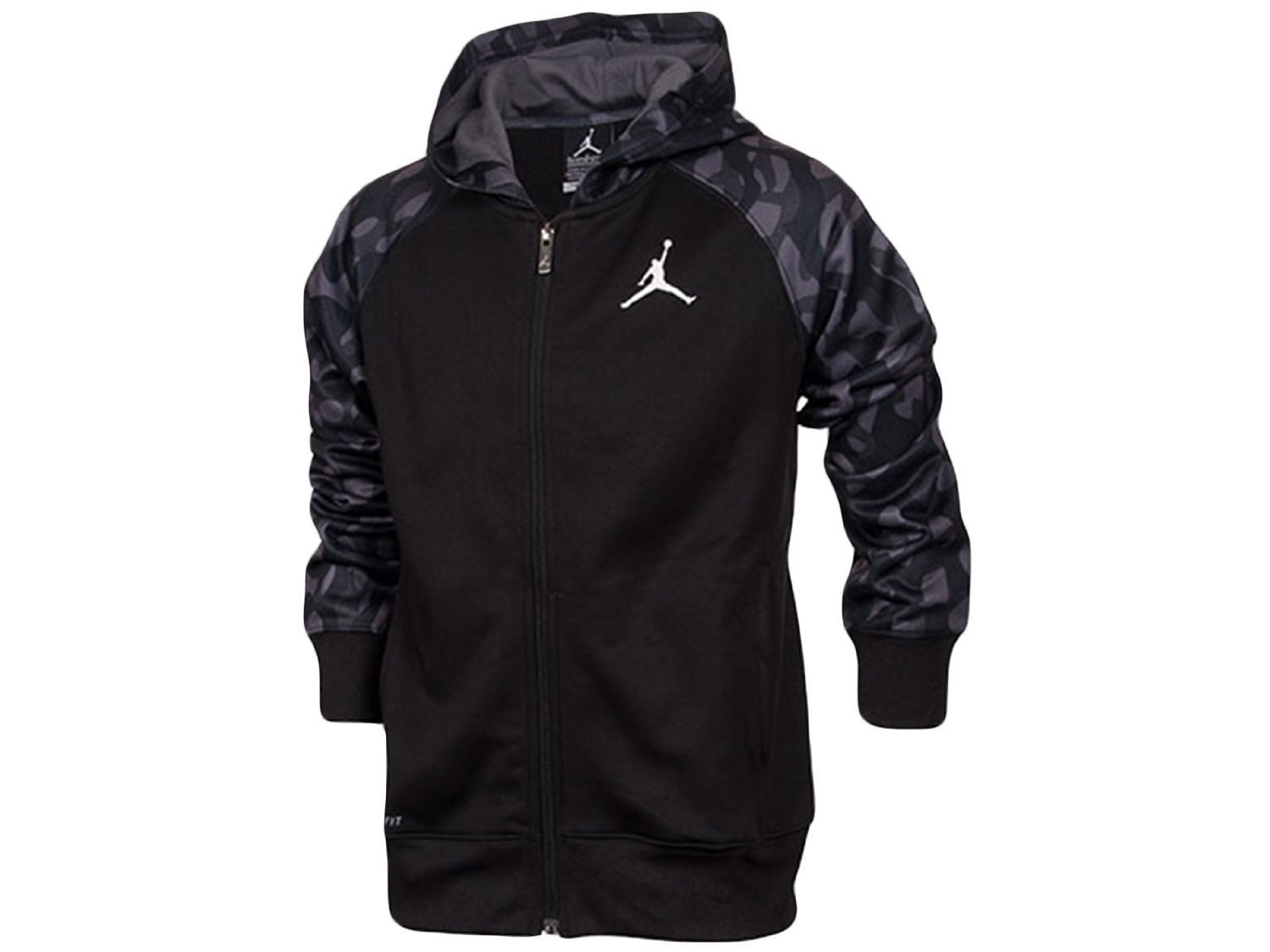 Jordan Nike Boys Youth Camo Zip Hoodie Jacket Black Size M (10-12 yrs)