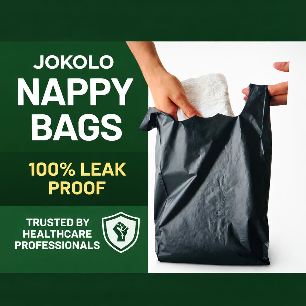 JOKOLO Adult Nappy Bags 20% Thicker Sacks, Easy Tie Handles, Odour Free, Discreet Black Plastic, Strong Sanitary Disposal Bag (500) - Image 2