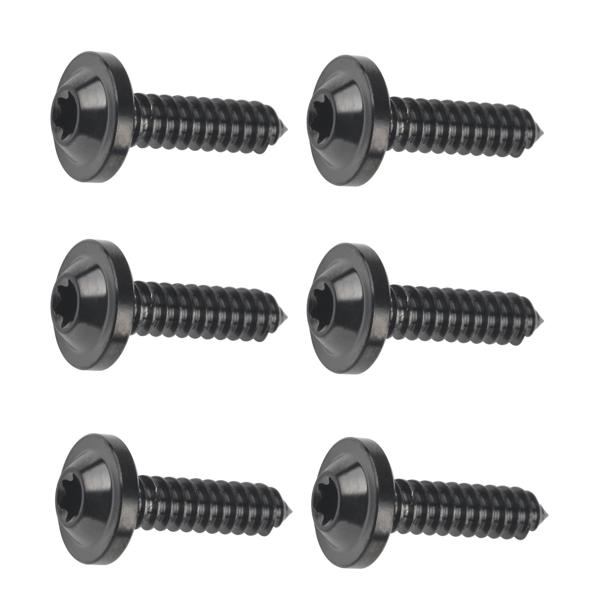 DWAMMEBRS M4 M5 M6x15 17 20 25mm Self-tapping Screws T25 Torx Head Motorcycle Bolt Pack of 6(Black,M5x15mm)