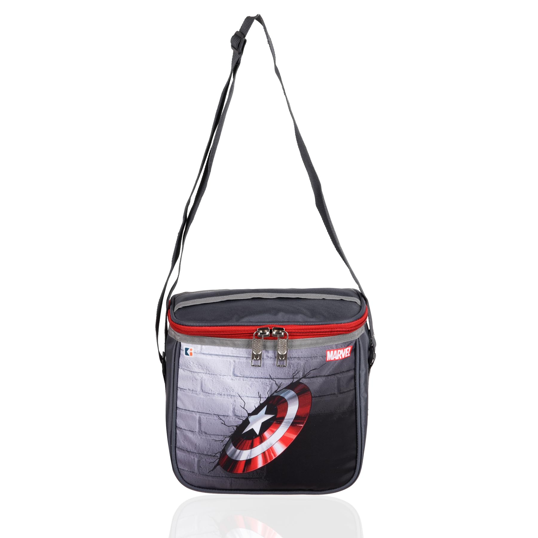 Heart Home Marvel Captain America Shield Lunch Bag | Rexine Waterproof Tiffin Cover | School Lunch Bag | Lunch Bag for Office | Kids Lunch Bag with Handle | Camping Lunch Bag | Gray (B0CWLH21DF) Amazon Price History, Amazon Price Tracker