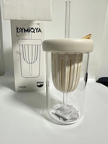 Miniatura 7 de Vaso de vidrio de 16 onzas, regalo festivo para Navidad y día de San Valentín, taza Boba reutilizable con infusor de té, tapa, popote y mango. Ideal