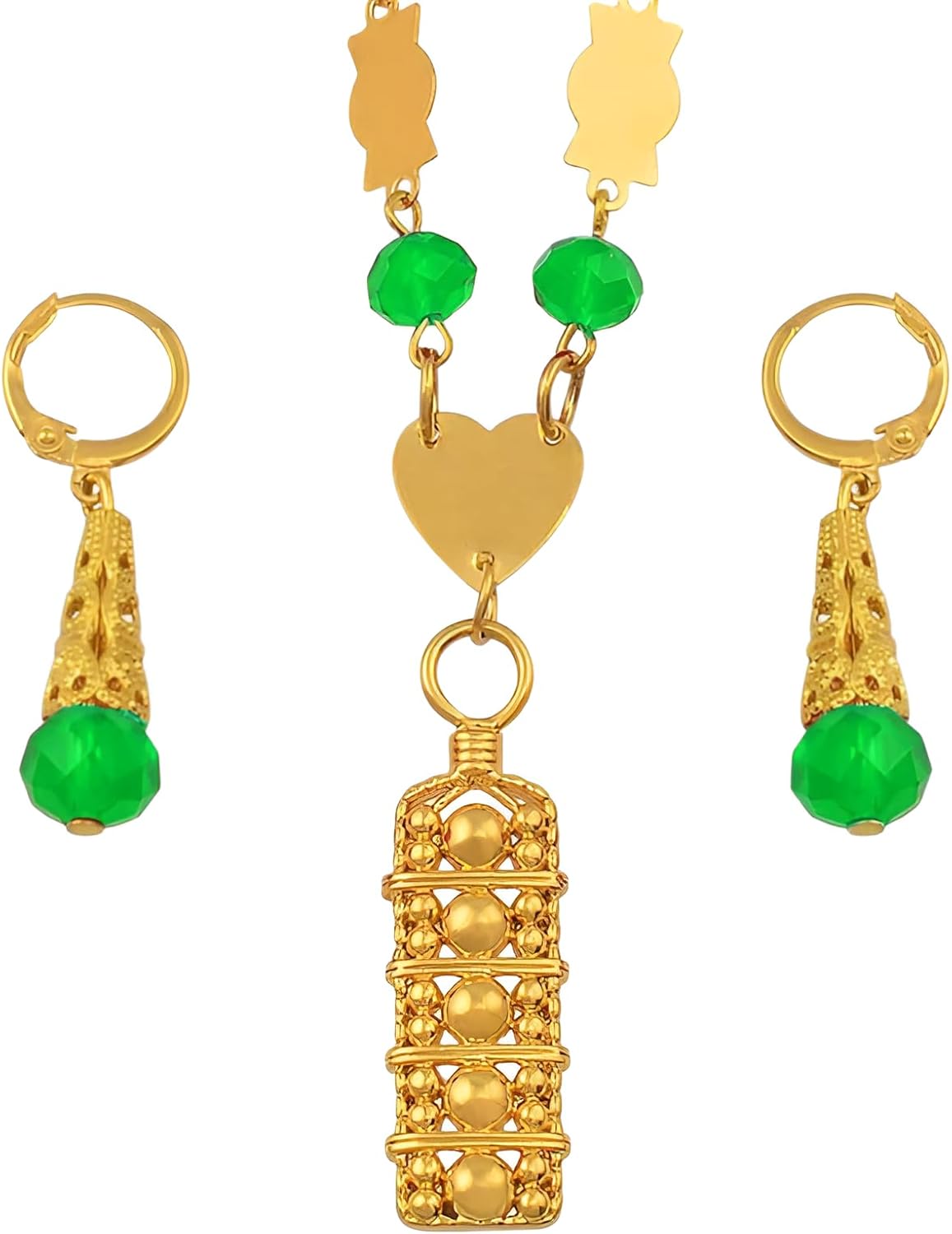 14K Filled Gold Hawaii Necklace And Earrings For Women, Marshall Pearl Pendant Ball Beads Necklaces Sets Colorful Stone Round Beads Chains, Hawaiian Necklaces Boho Necklaces