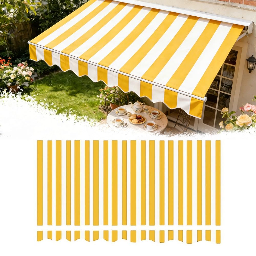 Telo di Ricambio per Tenda da Sole Tessuto di Ricambio per Tenda da Esterno Tessuto Impermeabile in Poliestere, Protezione UV(Yellow,6x5ft/180x150cm)