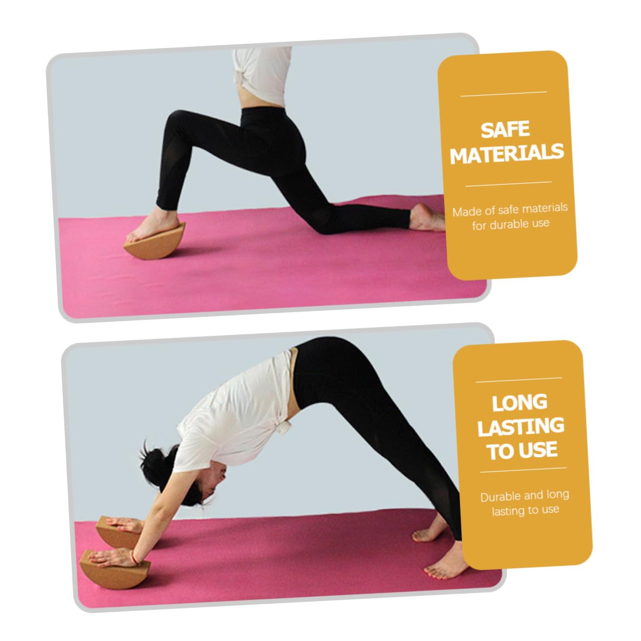 ULTECHNOVO Bloque de Yoga de Corcho Natural Antideslizante Semicírculo, Ladrillo de Entrenamiento para Equilibrio y Core, Herramienta Ligera para Pilates y Ejercicios de Fitness en Casa
